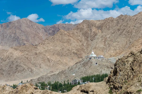 Ladakh Indien Shanti Stupa Blick Vom Namgyal Tsemo Kloster Namgyal — Stockfoto