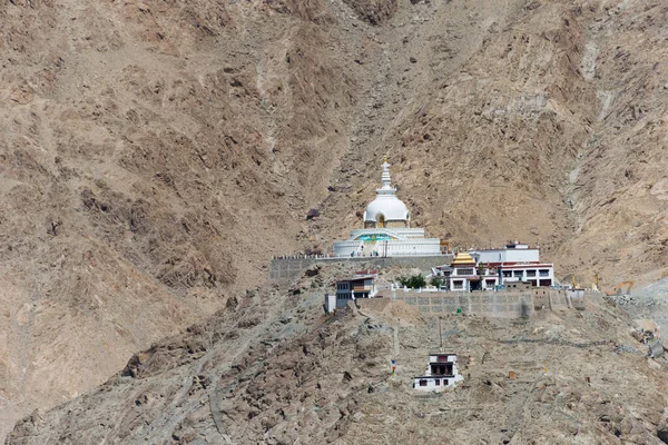 Ladakh India Shanti Stupa Uitzicht Vanaf Namgyal Tsemo Klooster Namgyal — Stockfoto