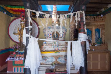 Ladakh, Hindistan - Namgyal Tsemo Manastırı (Namgyal Tsemo Gompa) Leh, Ladakh, Jammu ve Kashmir, Hindistan. Manastır aslında 1430 yılında Ladakh Kralı Tashi Namgyal tarafından inşa edilmiştir..