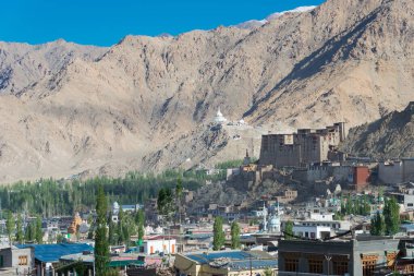 Ladakh, Hindistan - Leh, Ladakh, Jammu ve Kaşmir 'deki Leh Sarayı. Saray 1600 'lerde Sengge Namgyal tarafından inşa edildi..