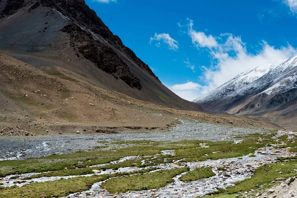 Ladakh, Hindistan - Ladakh, Jammu ve Kashmir 'de Pangong Tso ve Chang La Pass arasında güzel manzara.