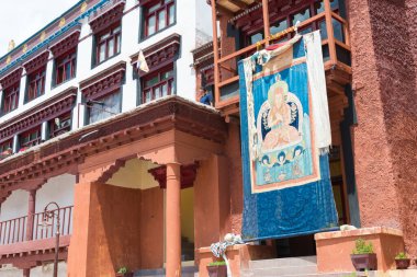 Ladakh, Hindistan - Hindistan 'daki Matho Manastırı' ndaki Thangka (Matho Gompa), Ladakh, Jammu ve Kashmir, Hindistan. Manastır aslında 14. yüzyılda inşa edildi..