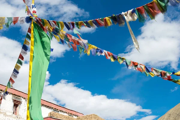 Ladakh Indie Tybetańska Flaga Modlitewna Klasztorze Tingmosgang Tingmosgang Gompa Sham — Zdjęcie stockowe