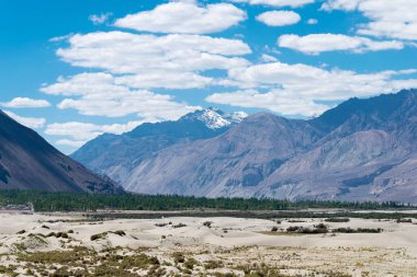 Ladakh, Hindistan - Ladakh, Jammu ve Kashmir, Hindistan 'daki Diskit ve Türkler Arasından güzel manzara.