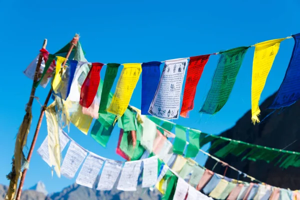 Ladakh Indien Tibetansk Böneflagga Vid Turtuk Kloster Turtuk Gompa Turtuk — Stockfoto