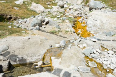 Ladakh, Hindistan - Nubra Vadisi, Ladakh, Jammu ve Kashmir Panamik Köyünde Kaplıca.