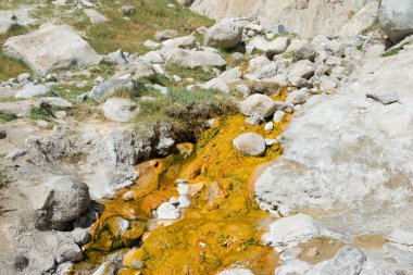 Ladakh, Hindistan - Nubra Vadisi, Ladakh, Jammu ve Kashmir Panamik Köyünde Kaplıca.