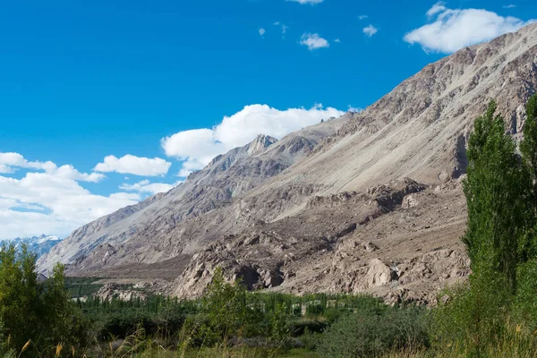 Ladakh, Hindistan - Nubra Vadisi 'ndeki Panamik Köyü, Ladakh, Jammu ve Kashmir, Hindistan' dan güzel manzara.