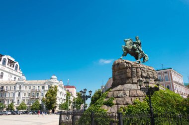 Kiev, Ukrayna - Bohdan Khmelnytsky Anıtı. Ukrayna, Kiev 'de ünlü bir tarihi mekan..