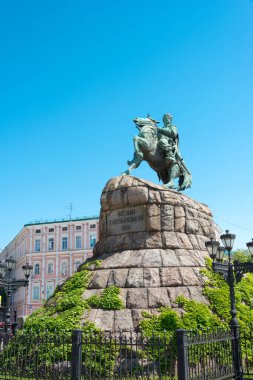 Kiev, Ukrayna - Bohdan Khmelnytsky Anıtı. Ukrayna, Kiev 'de ünlü bir tarihi mekan..