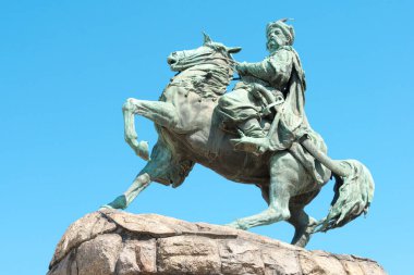 Kiev, Ukrayna - Bohdan Khmelnytsky Anıtı. Ukrayna, Kiev 'de ünlü bir tarihi mekan..
