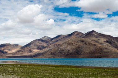 Ladakh, Hindistan - Ladakh, Jammu ve Kashmir 'deki Pangong Gölü yakınlarındaki Maan Köyü' nden güzel manzara.