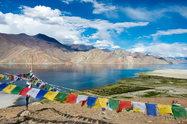 Ladakh India Vista Lago Pangong Desde Merak Village Ladakh Jammu —  Fotos de Stock