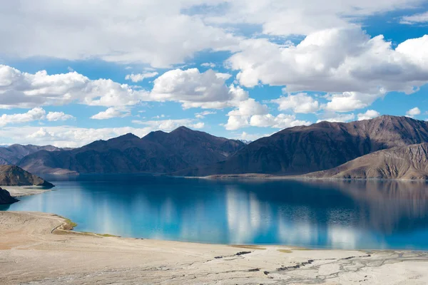 Ladakh India Vista Lago Pangong Desde Merak Village Ladakh Jammu — Foto de Stock