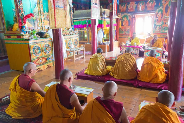 Ladakh India Ago 2019 Monjes Budistas Monasterio Likir Likir Gompa — Foto de Stock