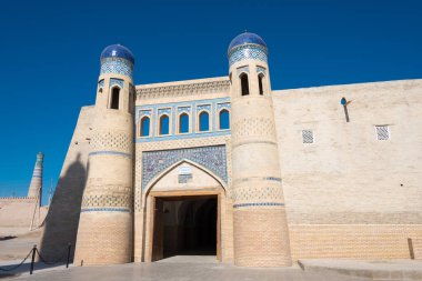 Khiva, Özbekistan - Özbekistan 'ın Khiva kentindeki antik Itchan Kala kenti. Itchan Kala Unesco Dünya Mirası Bölgesi.