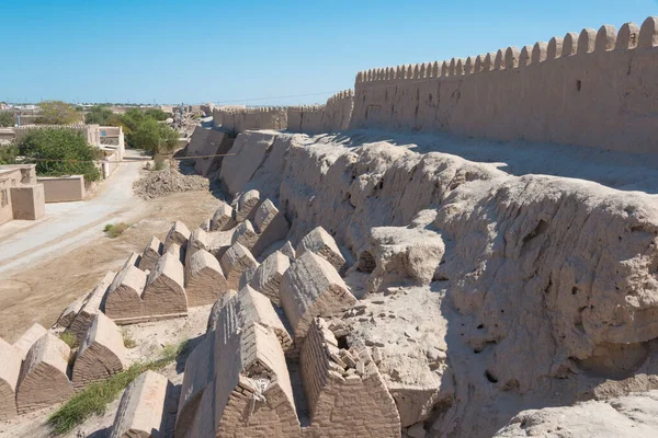 Хіва Узбекистан Міська Стіна Стародавнього Міста Ітчан Кала Хіві Узбекистан — стокове фото