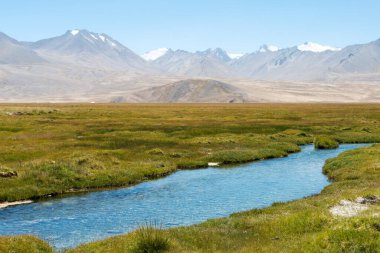 Pamir Dağları, Tacikistan - Gorno-Badakhshan, Tacikistan 'daki Balyk Gölü. Dünya Mirası Sahası Tacik Milli Parkı 'nda (Pamir Dağları) yer almaktadır.).