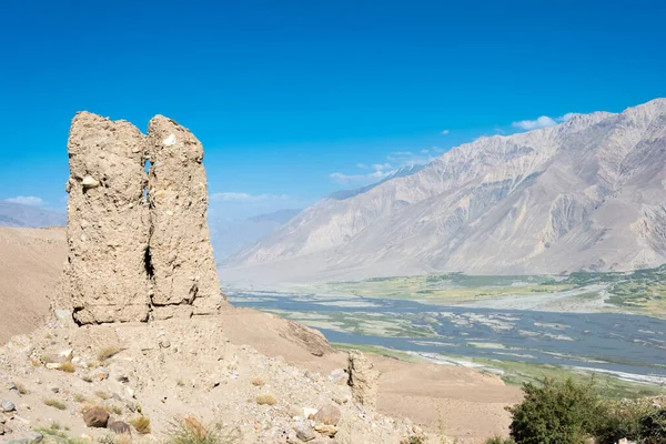 Montagnes Pamir Tadjikistan Rivière Panj Dans Vallée Wakhan Yamchun Gorno — Photo