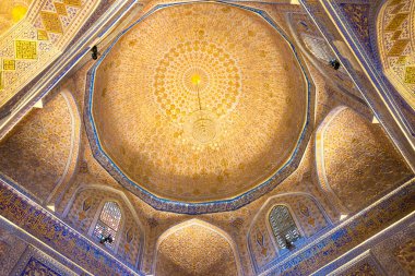 Semerkand, Özbekistan - Gur-e-Amir Anıtmezar 'nın detayları. Semerkant, Özbekistan 'da ünlü bir dünya mirası sahası.