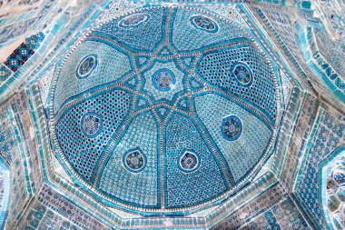 Semerkant, Özbekistan - Özbekistan, Semerkant 'ta Şah-i-Zinda' nın detayları. Semerkand 'ın bir parçasıdır - Kültür Kavşağı Dünya Mirası Alanı.