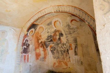 Kakheti, Gürcistan - Antik Duvar Resmi 13. yüzyıl, David Gareja manastır kompleksi. Gürcistan 'ın Kakheti şehrinde ünlü bir tarihi yer..