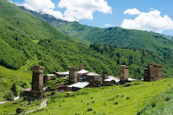 Ushguli Γεωργία Πύργοι Svan Στο Χωριό Ushguli Στο Samegello Zemo — Φωτογραφία Αρχείου