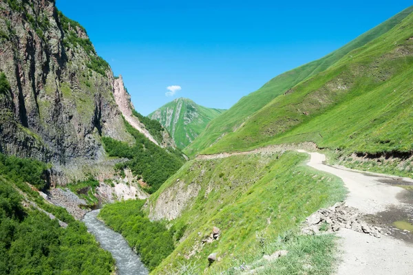 Kazbegi Georgia Truso Valley Caucasus Mountain Famous Landscape Kazbegi Mtskheta — Stock Photo, Image