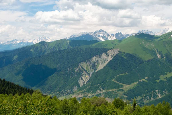 Mestia Georgia Caucaso Vista Sulle Montagne Dalla Cima Del Monte — Foto Stock