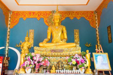 Mae Hong Son, Tayland - Wat Phrathat Doi Kongmu 'daki Buda Heykeli.