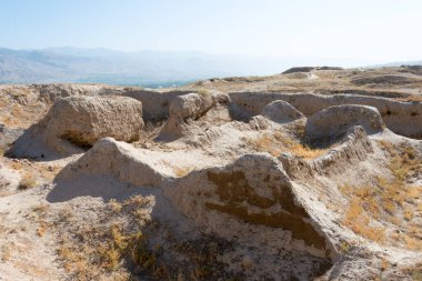 Panjakent, Tacikistan - Antik Panjakent 'in arkeolojik alanı. Tacikistan, Panjakent 'te ünlü bir tarihi mekan..
