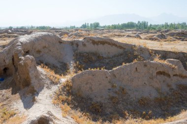 Panjakent, Tacikistan - Antik Panjakent 'in arkeolojik alanı. Tacikistan, Panjakent 'te ünlü bir tarihi mekan..