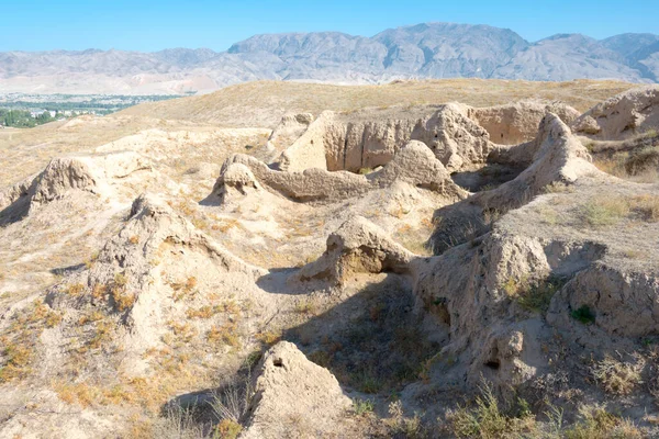 Panjakent, Tacikistan - Antik Panjakent 'in arkeolojik alanı. Tacikistan, Panjakent 'te ünlü bir tarihi mekan..