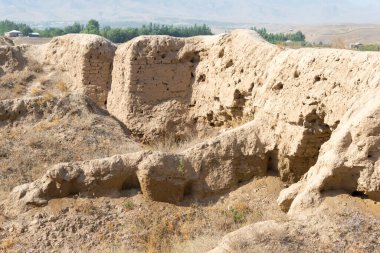 Panjakent, Tacikistan - Antik Panjakent 'in arkeolojik alanı. Tacikistan, Panjakent 'te ünlü bir tarihi mekan..