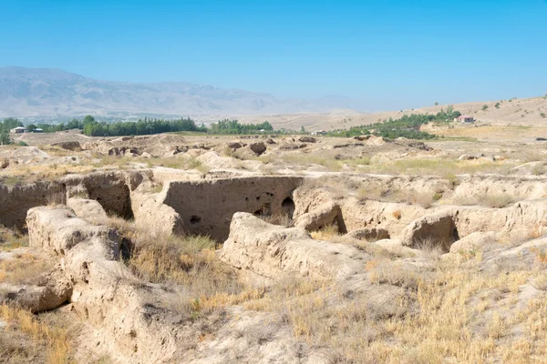Panjakent, Tacikistan - Antik Panjakent 'in arkeolojik alanı. Tacikistan, Panjakent 'te ünlü bir tarihi mekan..