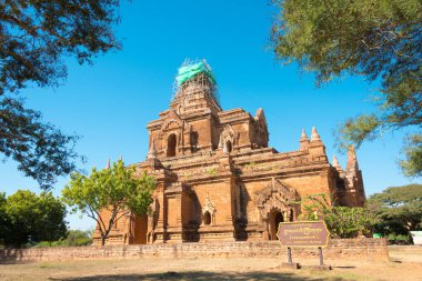Bagan, Myanmar - Bagan Arkeolojik Alanı ve Anıtları. Mandalay Bölgesi, Myanmar 'daki ünlü Budist harabeleri. Dünya Mirası Sitesi 'nin bir parçası..