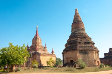 Bagan, Myanmar - Bagan Arkeolojik Alanı ve Anıtları. Mandalay Bölgesi, Myanmar 'daki ünlü Budist harabeleri. Dünya Mirası Sitesi 'nin bir parçası..