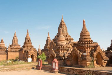 Bagan, Myanmar - Bagan Arkeolojik Alanı ve Anıtları. Mandalay Bölgesi, Myanmar 'daki ünlü Budist harabeleri. Dünya Mirası Sitesi 'nin bir parçası..