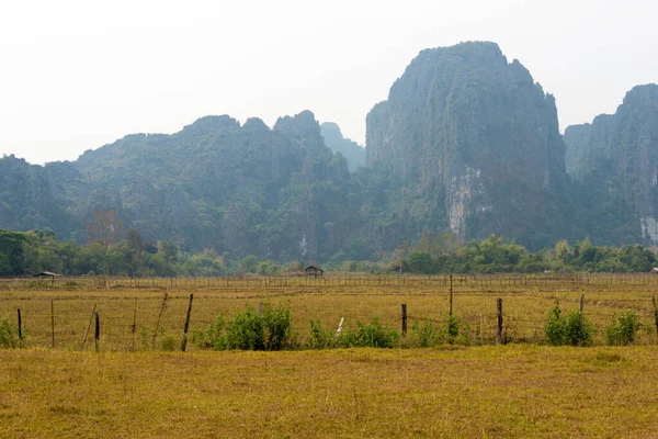 Vang Vieng Laos Widok Natury Vang Vieng Słynny Krajobraz Vang — Zdjęcie stockowe