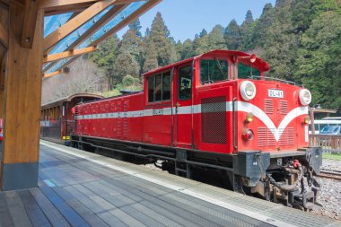 Chiayi İlçesi, Tayvan - Alishan Orman Demiryolu DL-41 Diesel lokomotifi Alishan Ulusal Sahne Bölgesi, Tayvan.