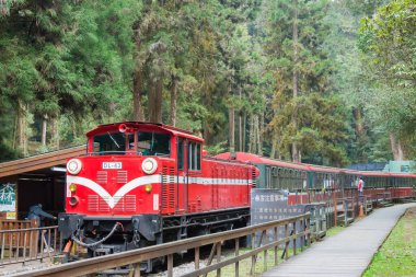 Chiayi County, Tayvan - Alishan Forest Railway DL-43 Diesel lokomotifi Alishan National Scenic Area, Chiayi County, Tayvan.