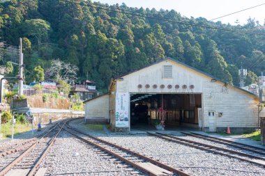 Chiayi İlçesi, Tayvan - Tayvan 'da Alishan Ormanı Fenqihu Buhar Makinesi Tamirhanesi, Zhuqi Kasabası, Tayvan.