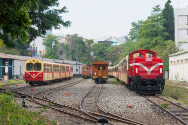 Chiayi, Tayvan - Chiayi, Tayvan 'daki Beimen Tren İstasyonunda Alishan Ormanı Demiryolu.