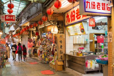 Yeni Taipei Şehri, Tayvan - Jiufen Eski Caddesi. Ruifang, New Taipei City, Tayvan 'da ünlü bir turizm merkezi..
