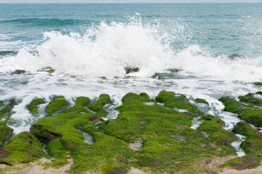 Yeni Taipei Şehri, Tayvan - Laomei Yeşil Resifi. Shimen Bölgesi, New Taipei City, Tayvan 'da ünlü bir turizm merkezi..