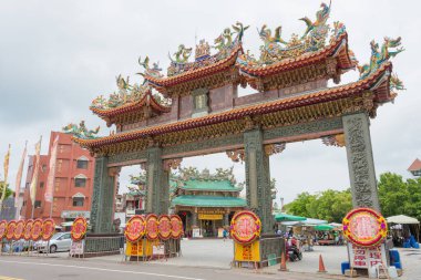 Tainan, Tayvan - Tayvan 'daki Anping Kaitai Matsu Tapınağı. Tapınak aslında 1661 'de inşa edilmiş..