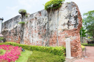 Tainan, Tayvan - Tayvan 'ın Tainan kentindeki Anping Eski Kalesi' nde (Zeelandia Kalesi) antik duvar. Hollanda Doğu Hindistan Şirketi (VOC) tarafından 1624-1634 yılları arasında inşa edilmiş bir kaledir.).