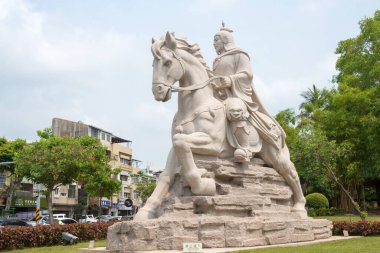 Tainan, Taiwan - Zheng Chenggong statue at Koxinga Shrine in Tainan, Taiwan. Zheng Chenggong (1624-1662) was a Chinese Ming loyalist who resisted the Qing conquest of China. clipart