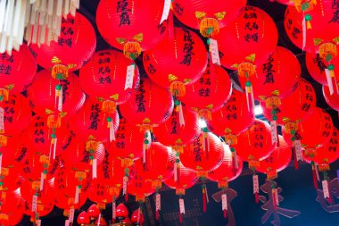 Taipei, Tayvan - Taipei, Tayvan 'daki Tayvan İl Tapınağı' nda fener. Tapınak 1881 'de inşa edildi..