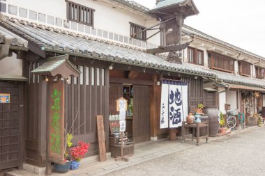 Okayama, Japonya - Kurashiki Bikan tarihi bölgesi. Kurashiki, Okayama, Japonya 'da ünlü bir turizm merkezi..